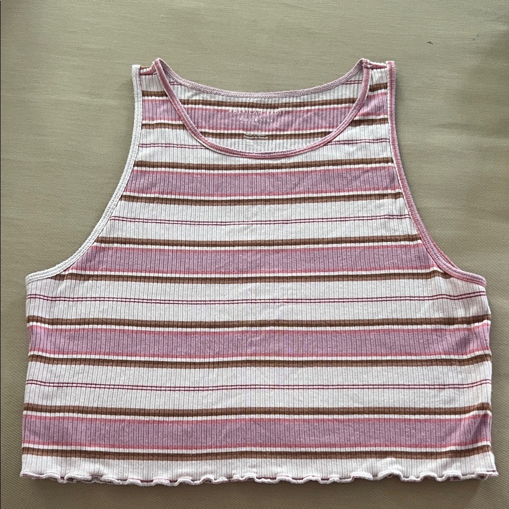 A&E Striped Pink and White Women's Crop Top